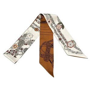 HERMES Twilly - Brown White Multi Scarf 304-081925